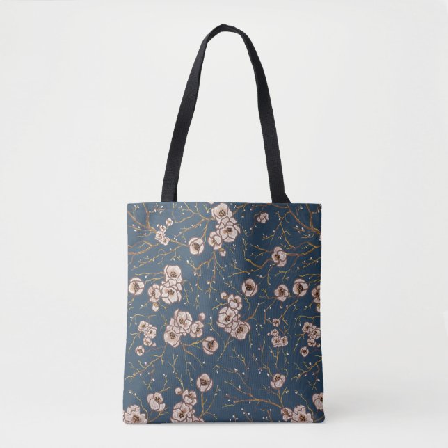 Kleine Blume hellblaues Muster Tasche (Vorderseite)