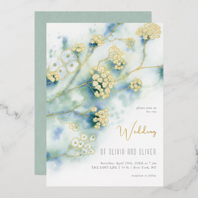 Kleine Blume Hochzeit Folieneinladung (Vorderseite/Rückseite)