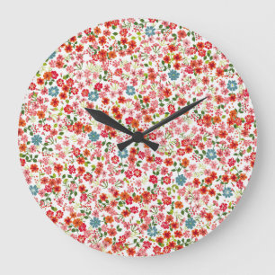 Kleine Blume, im Stile von calico nahtloser Backgr Große Wanduhr