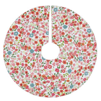 Kleine Blume, im Stile von calico nahtloser Backgr Polyester Weihnachtsbaumdecke
