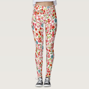 Kleine Blumen, Calico-Stil nahtloser Hintergrund Leggings