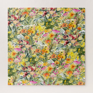 Kleine Blumenfeld: Helle Wasserfarbe.