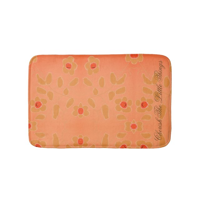 Kleine Blütenmatte mit rotem Pfirsichfarbstoff Badematte (Vorderseite)