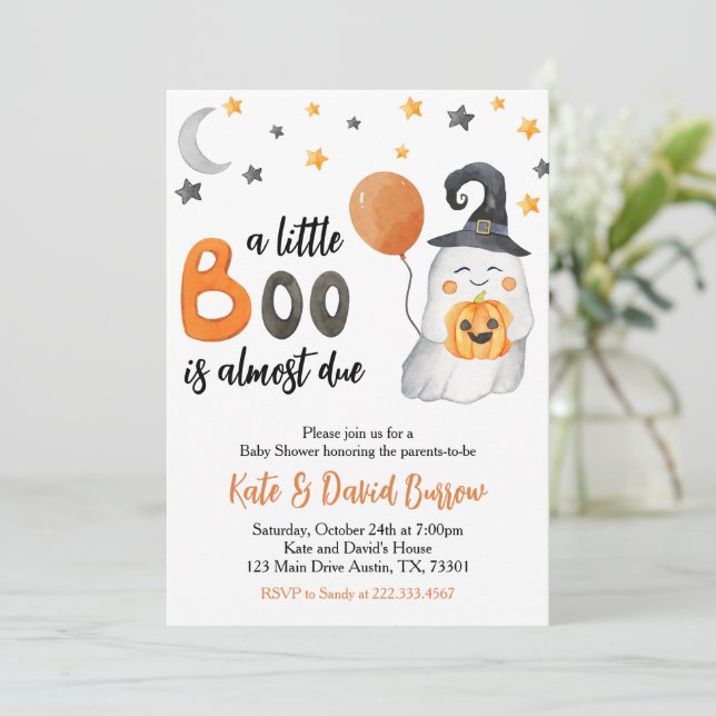 Kleine Boo Baby Dusche Einladung (Stehend Vorderseite)