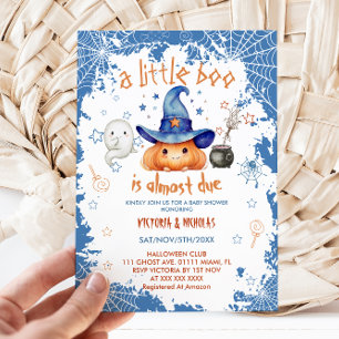 Kleine Boo Blue Boy Kürbis Baby Shower Einladung