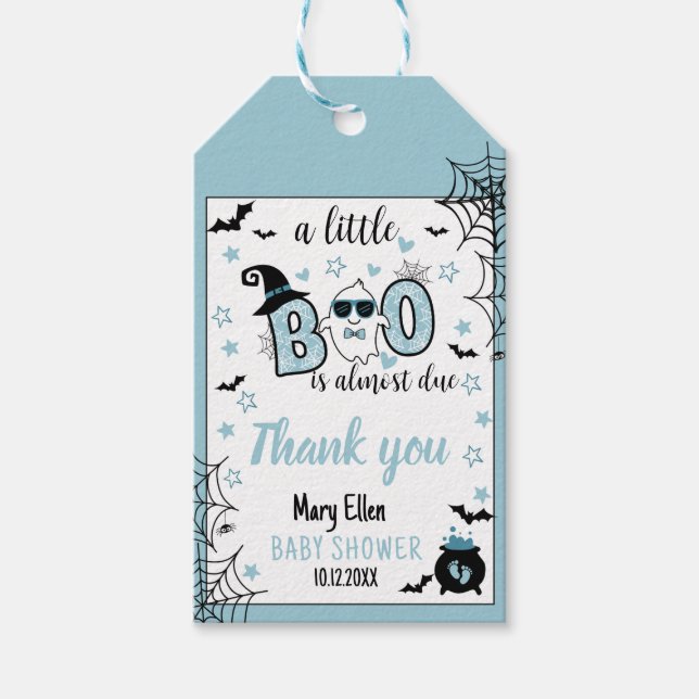 KLEINE BOO BLUE HALLOWEEN BABY SHOWY DANKE GESCHENKANHÄNGER (Vorderseite)