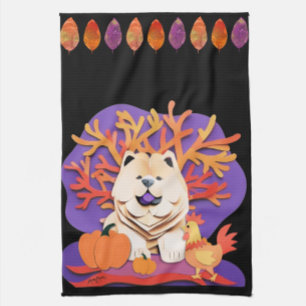 KLEINE BOO Creme Chow Geschirrtuch