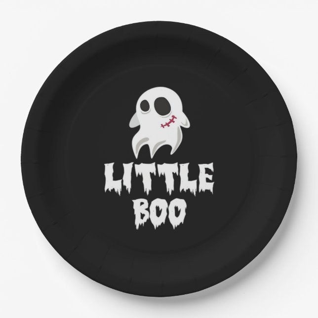 Kleine Boo in Halloween Cooles Grafikdesign Pappteller (Vorderseite)