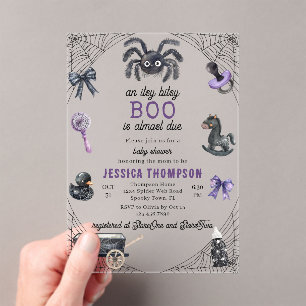 Kleine Boo Itsy Bitsy Spinne Halloween Babyparty Acryleinladungen