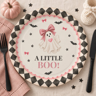 Kleine Boo Pink Halloween Baby Shower Papierplatte Pappteller