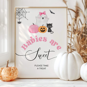 Kleine Boo rosa Geist Halloween Babys sind süß Poster