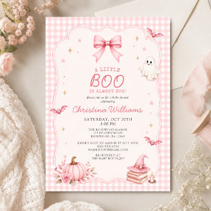 Kleine Boo Rosa Gingham-Halloween-Baby-Party Einladung
