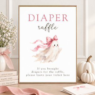 Kleine Boo Rosa Schleife Babyparty Windel-Raffel-S Poster