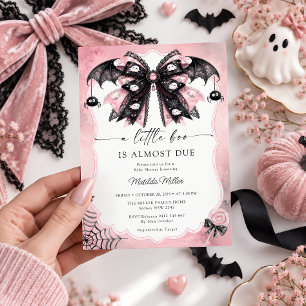 Kleine Boo Rosa Schwarze Schleife Baby Shower Einladung