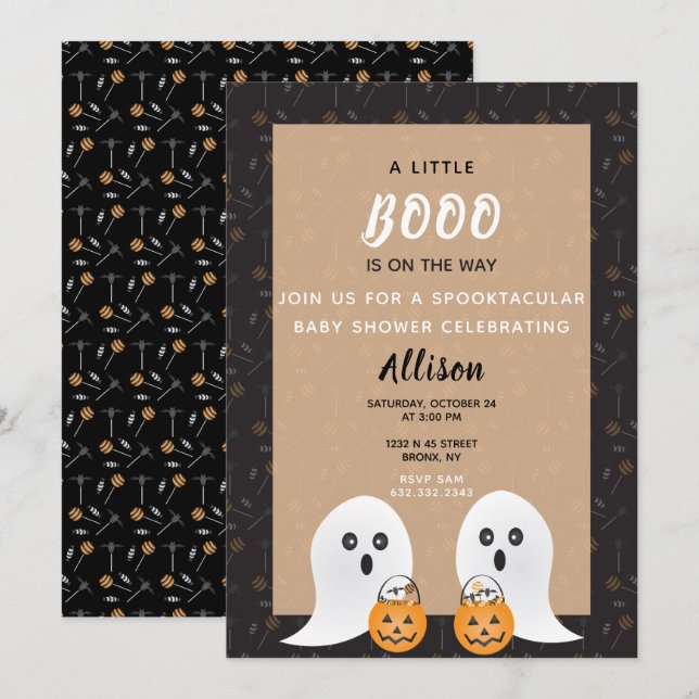 Kleine Boo Spooktacular Babydusche Geister Einladung (Vorne/Hinten)