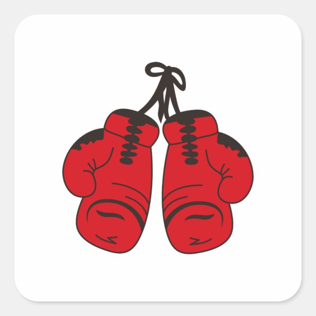 KLEINE BOXING GLOVES QUADRATISCHER AUFKLEBER (Vorderseite)