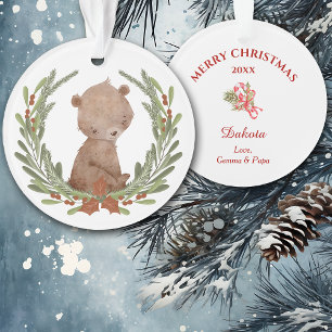 Kleine Braunbär-Kranz-Enkel-Schmuck Ornament