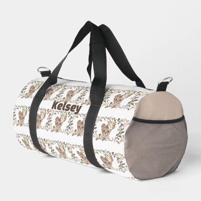 Kleine braune Bären in Weinrahmen Duffle Bag (Rechte Ecke)