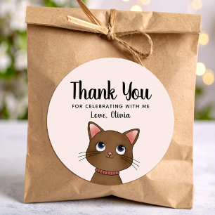 Kleine braune Katze danke Runder Aufkleber