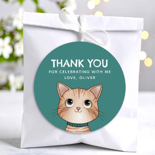 Kleine braune Katze danke Runder Aufkleber