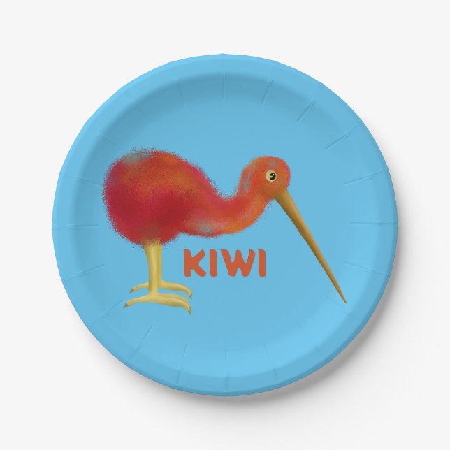 Kleine braune Kiwi Pappteller (Vorderseite)