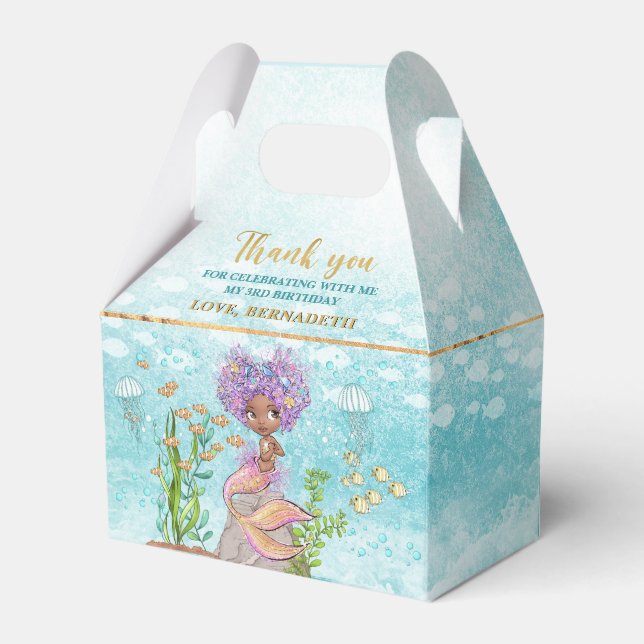 Kleine braune Meerjungfrau unter dem Meer Geburtst Geschenkschachtel (Vorderseite)