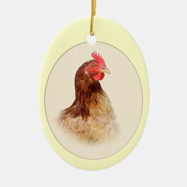 Kleine Brown-Henne-Verzierung Keramik Ornament (Vorne)