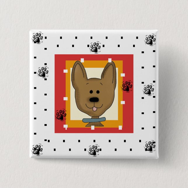 Kleine Brown-Hündchen-T-Shirts und Geschenke Button (Vorderseite)