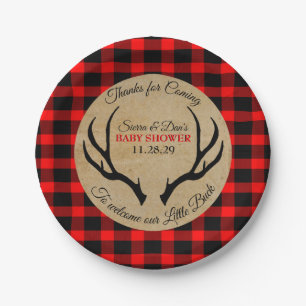 Kleine Buck Rustic Antlers Babydusche Pappteller