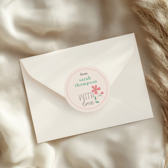 Kleine Bud Floral Hand Briefkleber Runder Aufkleber (sticker use case reference)