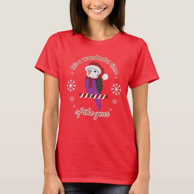 Kleine Budgie Weihnachten T-Shirt (Vorderseite)