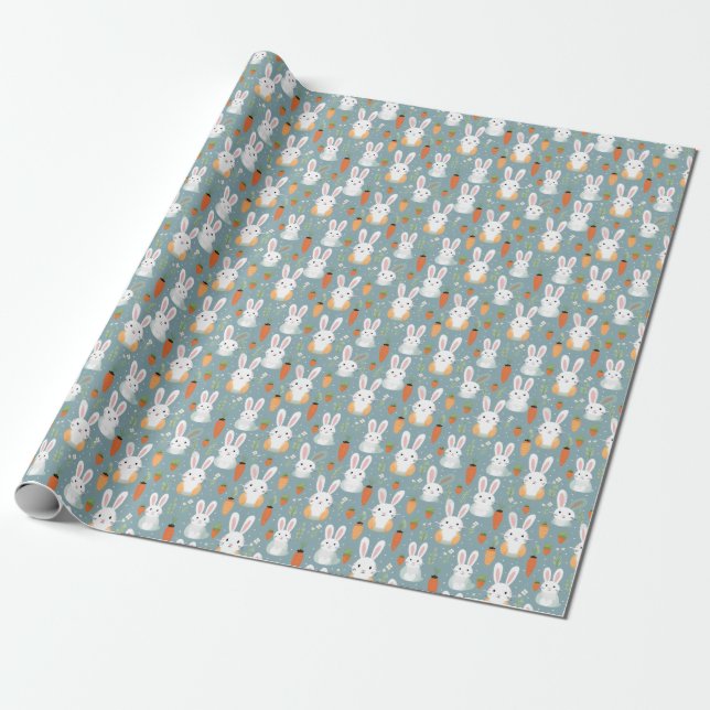Kleine Bunnies und Blume Geschenkpapier (Ungerollt)