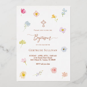 kleine bunte Blumen Taufe Folieneinladung