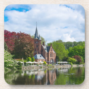 Kleine Burg am See in Brügge, Belgien Getränkeuntersetzer