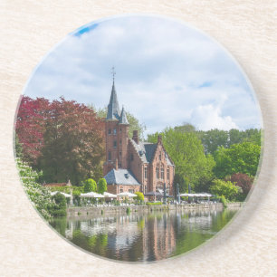 Kleine Burg am See in Brügge, Belgien Getränkeuntersetzer