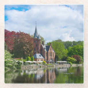 Kleine Burg am See in Brügge, Belgien Glasuntersetzer