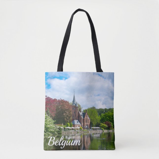 Kleine Burg am See in Brügge, Belgien Tasche (Vorderseite)