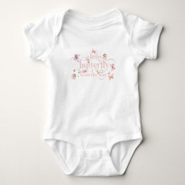 Kleine Buterfly Blush Pink Floral Girl Babydusche Baby Strampler (Vorderseite)