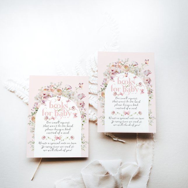 Kleine Buterfly Blush Pink Floral Girl Babydusche Begleitkarte (Von Creator hochgeladen)