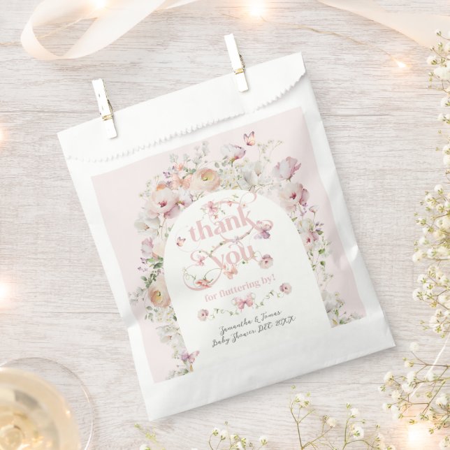 Kleine Buterfly Blush Pink Floral Girl Babydusche Geschenktütchen (Ausgeschnitten)