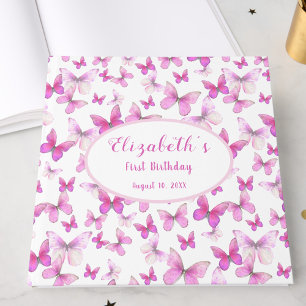 Kleine Butterfly 1. Geburtstag Rosa Mädchen Andenk Gästebuch