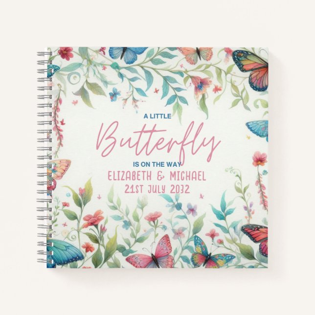 Kleine BUTTERFLY auf der WAY Baby Girl Dusche Notizbuch (Vorderseite)