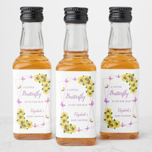 Kleine Butterfly Baby Dusche Alkoholflaschenetikett (Flaschen)