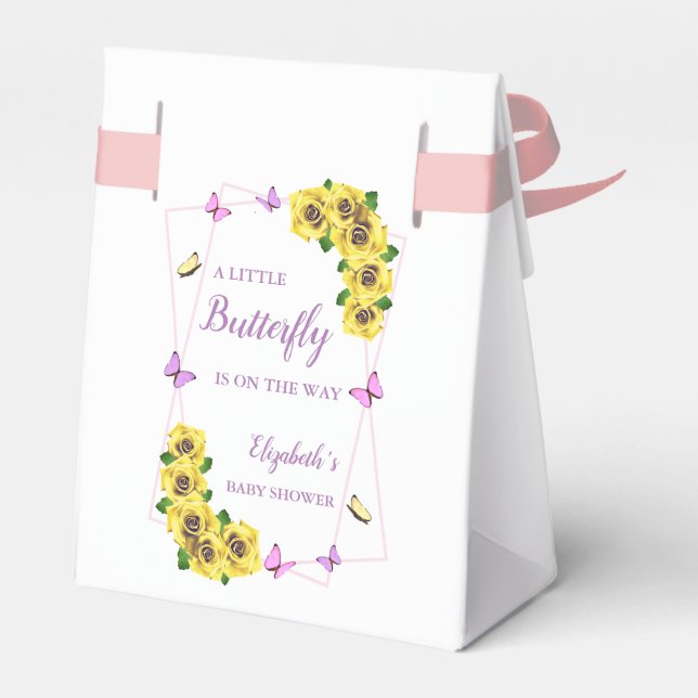Kleine Butterfly Baby Dusche Geschenkschachtel (Rückseite)