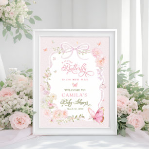 Kleine Butterfly Blumenmädchen Baby Shower Begrüßu Poster