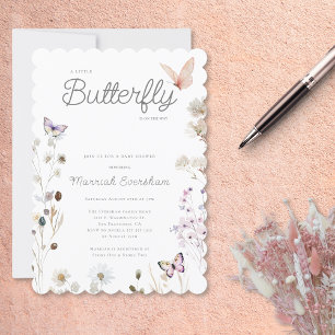 Kleine Butterfly Wildblume Babydusche Einladung