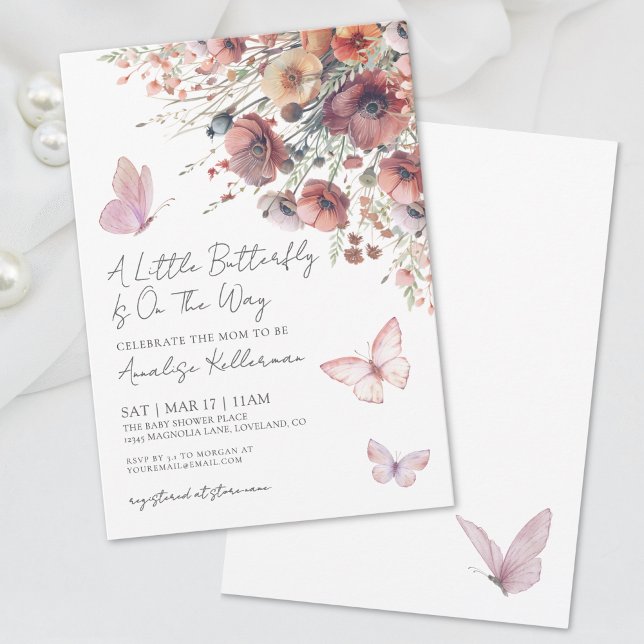 Kleine Butterfly Wildblume Fall Baby Dusche Einladung (Little Butterfly Wildflower Fall Baby Shower Invitation)