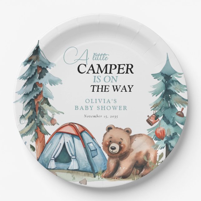 Kleine Camper Forest Babydusche Pappteller (Vorderseite)