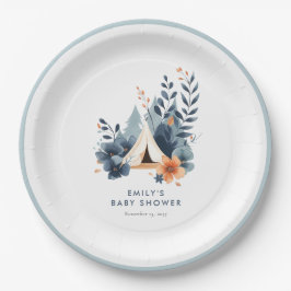 Kleine Camper Forest Babydusche Pappteller
