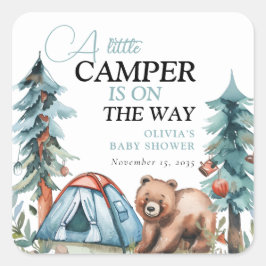 Kleine Camper Forest Babydusche Quadratischer Aufkleber